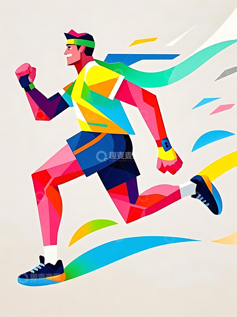 高清大图下载【趣麦麦图】-运动会跑步运动卡通人物元素