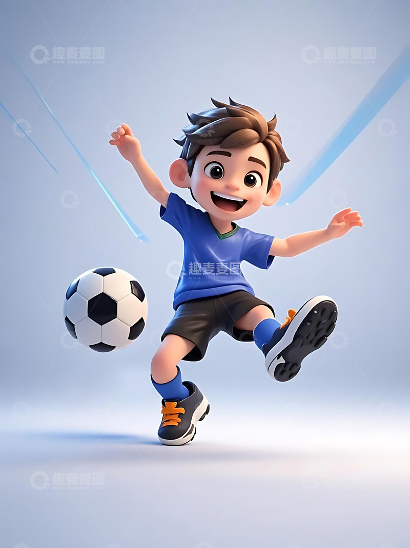 高清大图下载【趣麦麦图】运动会踢足球运动卡通人物元素12