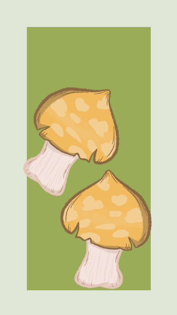 手绘植物蘑菇素材