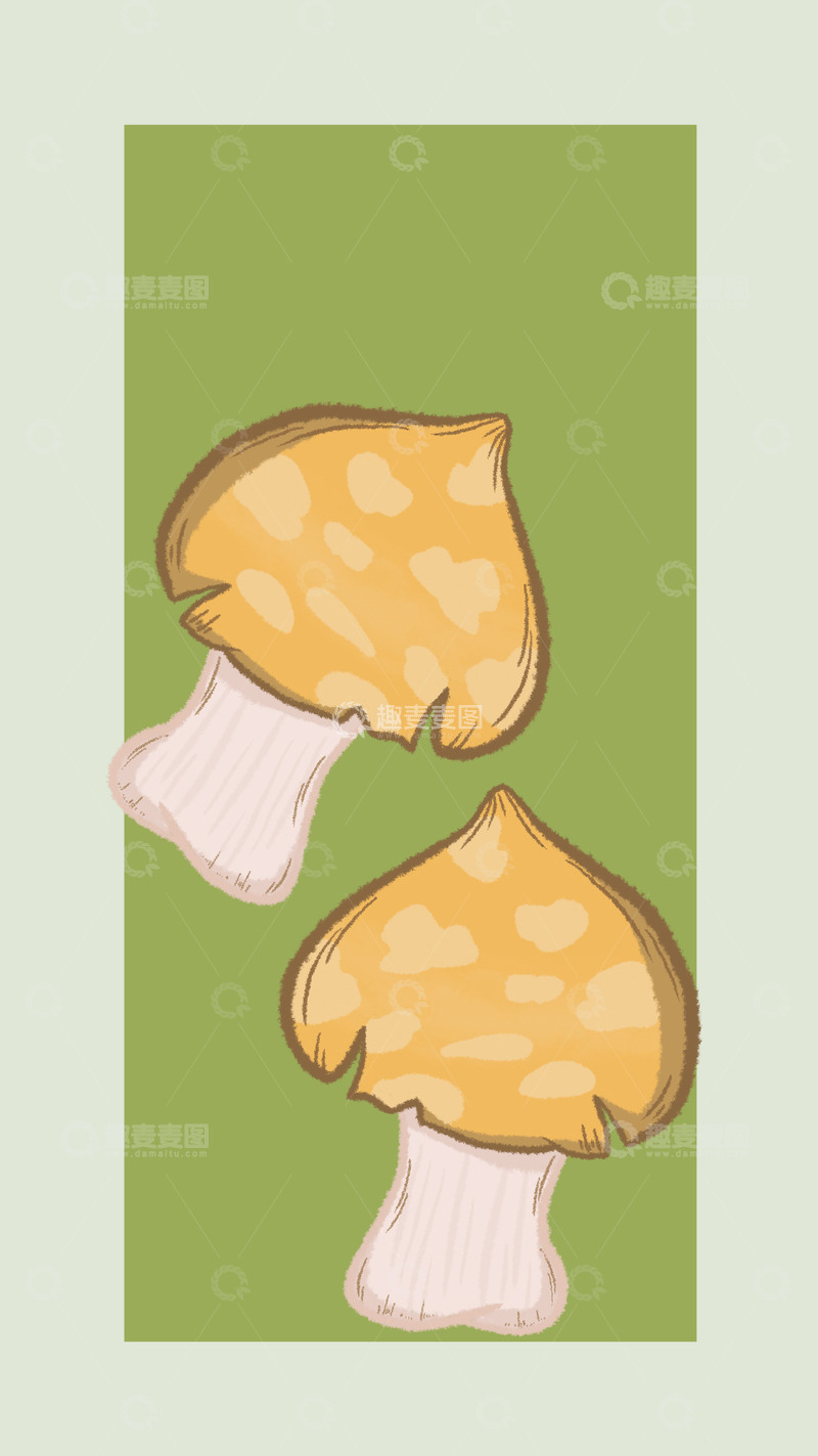 手绘植物蘑菇素材