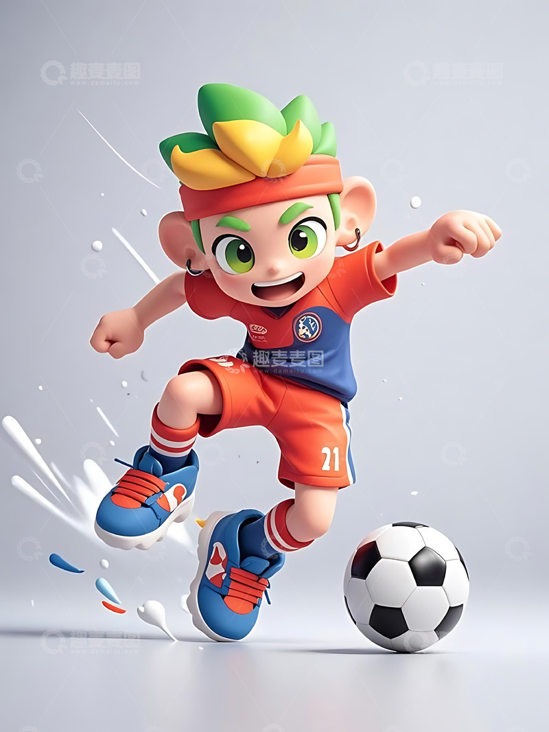高清大图下载【趣麦麦图】运动会踢足球运动卡通人物元素14
