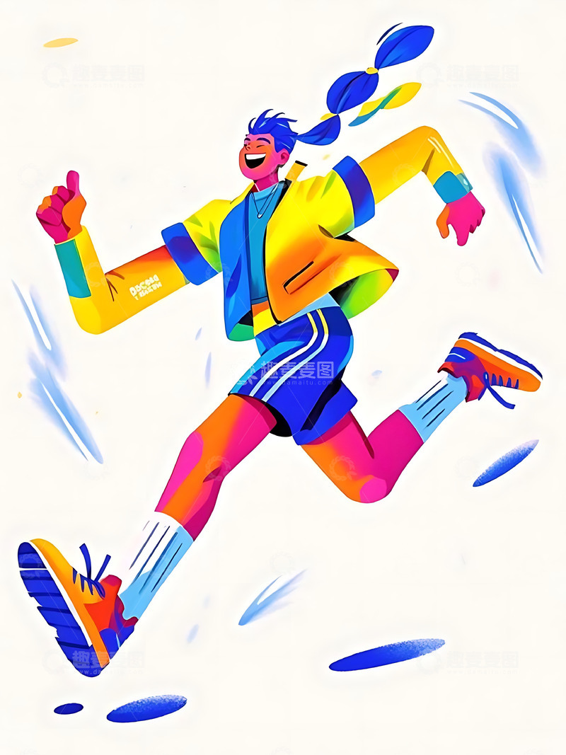 高清大图下载【趣麦麦图】-运动会跑步运动卡通人物元素6