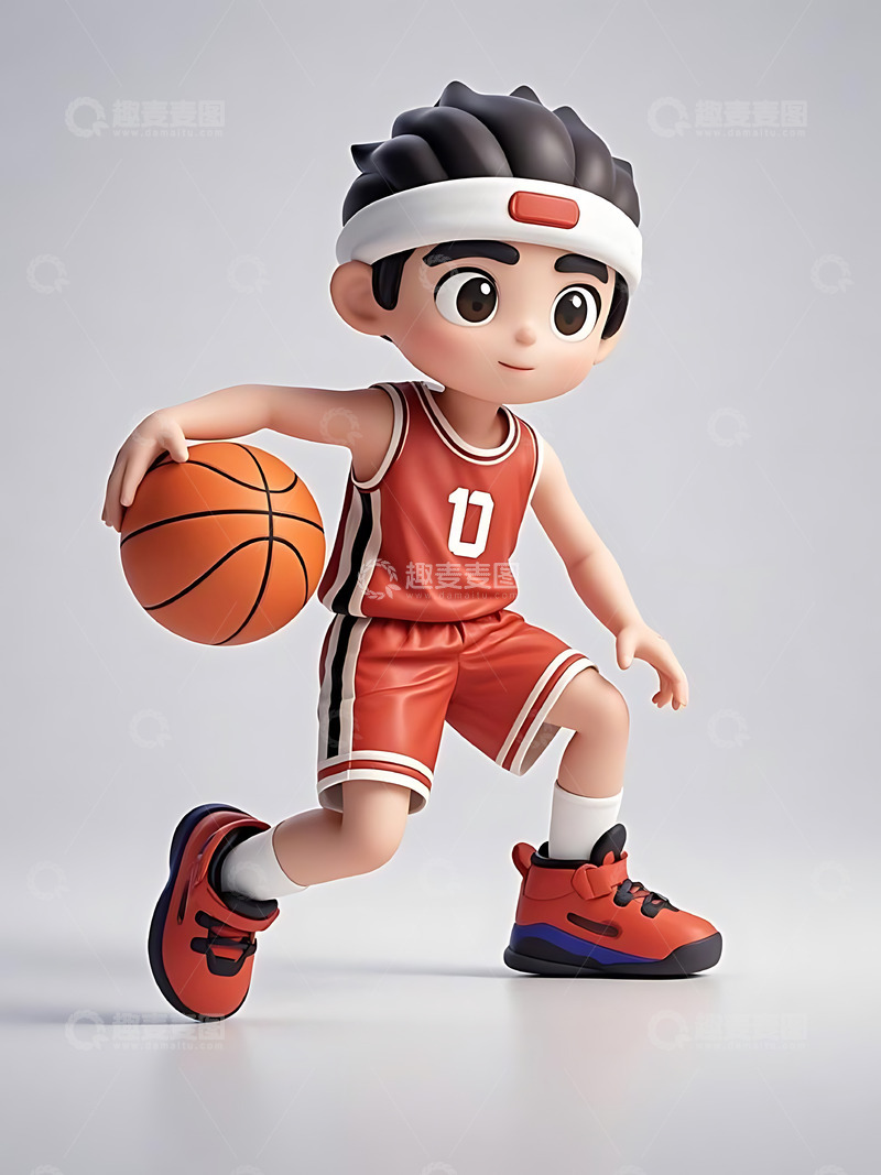 高清大图下载【趣麦麦图】运动会打篮球球运动卡通人物元素13