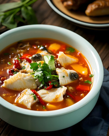 一盆水煮鱼摄影图