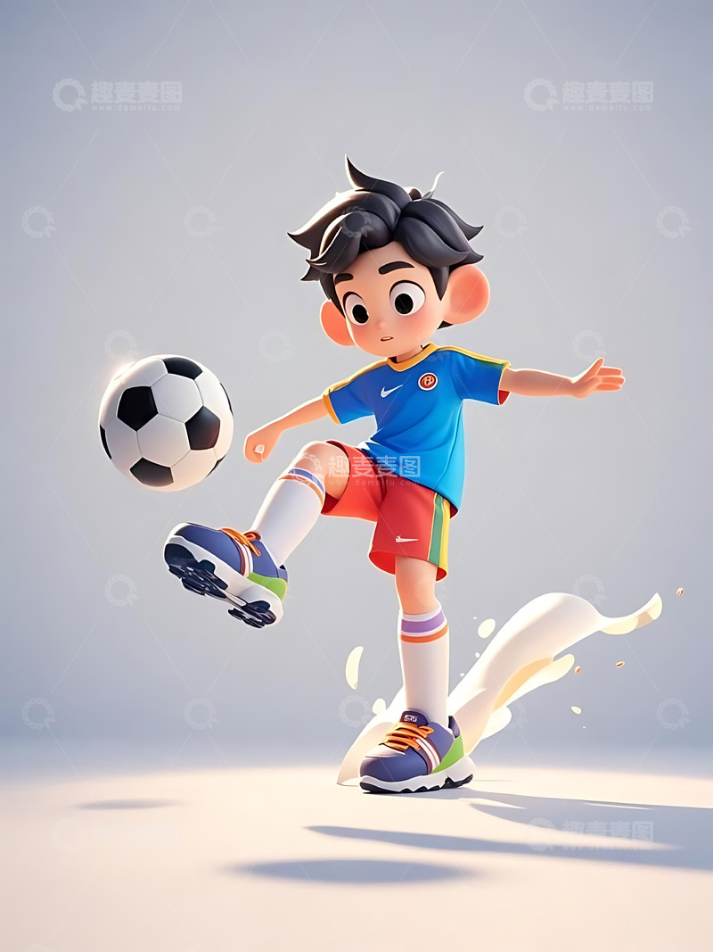 高清大图下载【趣麦麦图】运动会踢足球运动卡通人物元素28