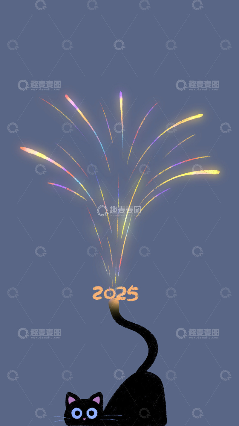 猫咪烟花手机壁纸