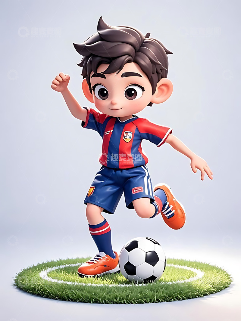 高清大图下载【趣麦麦图】运动会踢足球运动卡通人物元素26