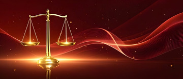 315权益日金色天平红色丝绸展板背景图