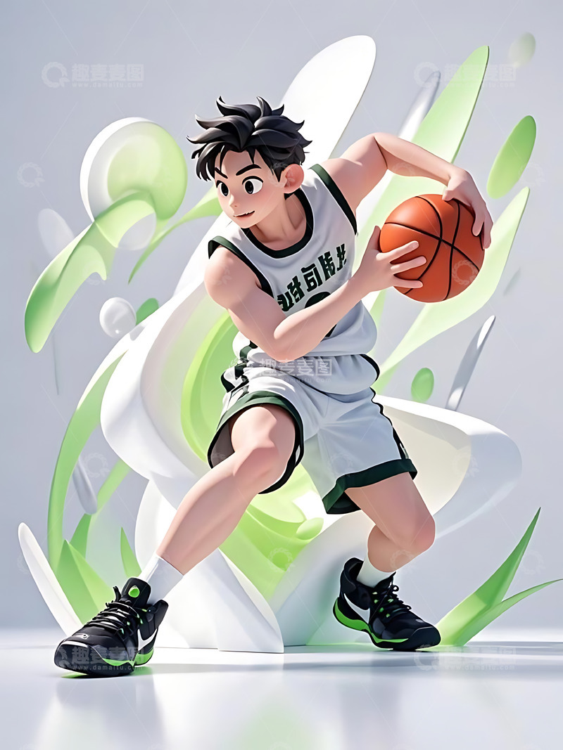 高清大图下载【趣麦麦图】运动会打篮球球运动卡通人物元素7