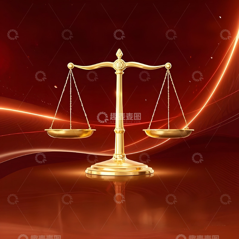 315权益日金色天平红色丝绸背景图