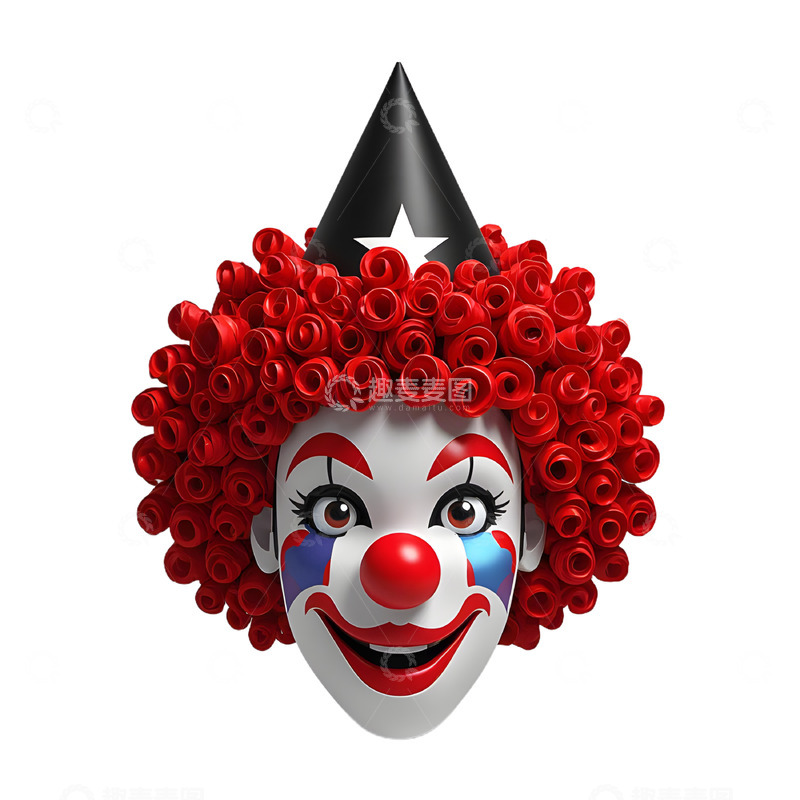 高清大图下载【趣麦麦图】可爱红发小丑3D愚人节素材