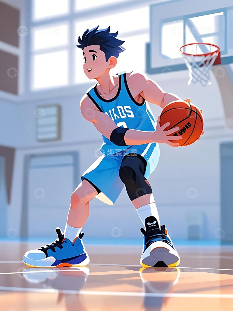高清大图下载【趣麦麦图】-运动会打篮球球运动卡通人物元素14