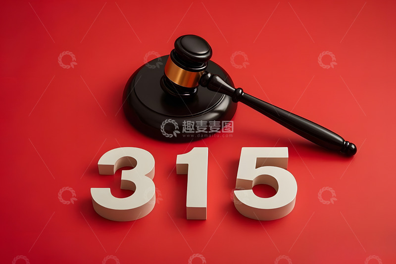 高清大图下载【趣麦麦图】红底上的金属数字315与法槌