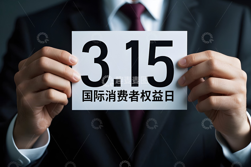 高清大图下载【趣麦麦图】手举315权益日卡片的商务人士摄影图