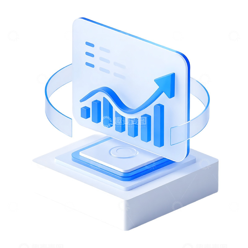 高清大图下载【趣麦麦图】蓝色立体增长图表图标ICON6