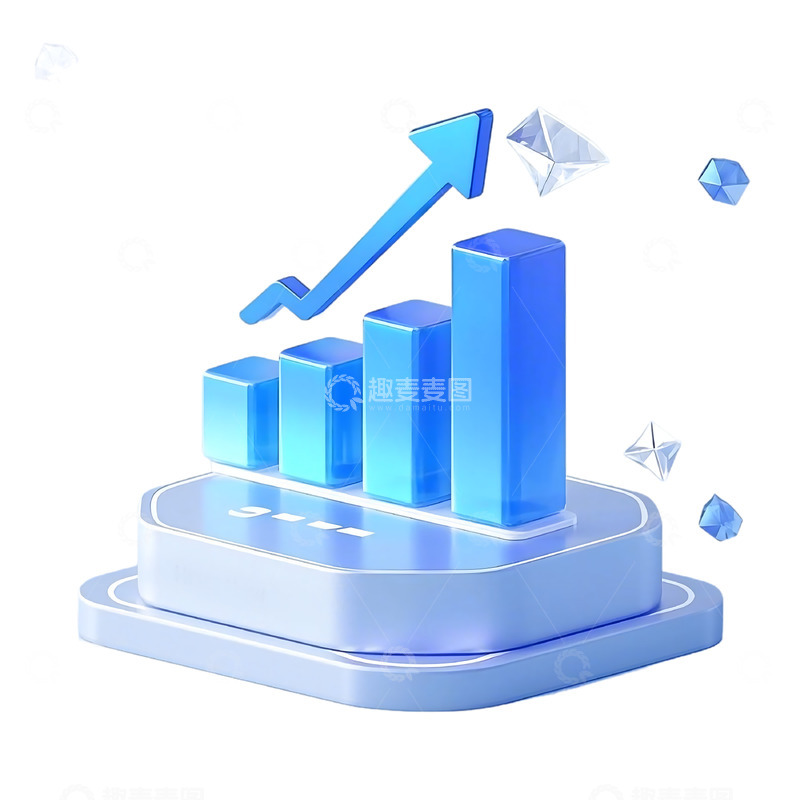 高清大图下载【趣麦麦图】蓝色立体增长图表图标ICON4