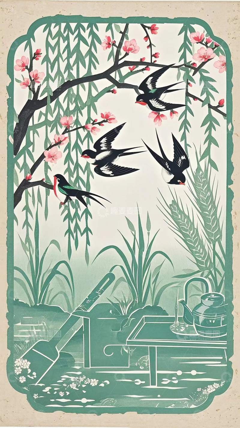 高清大图下载【趣麦麦图】春分到燕子归1