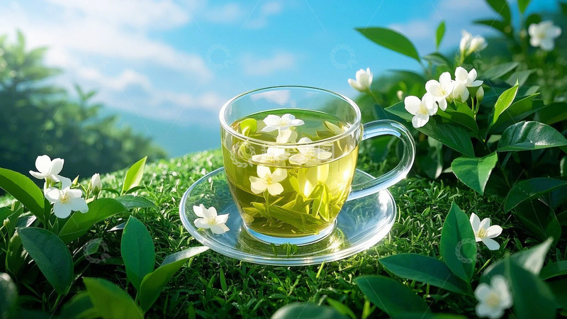 高清大图下载【趣麦麦图】新茶上市茉莉花茶12