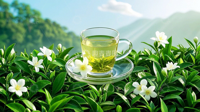 高清大图下载【趣麦麦图】新茶上市茉莉花茶9