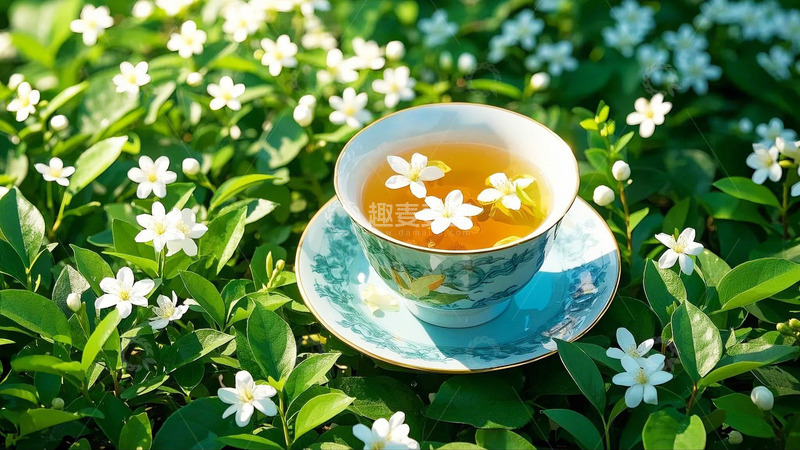高清大图下载【趣麦麦图】茉莉花茶春茶茶文化
