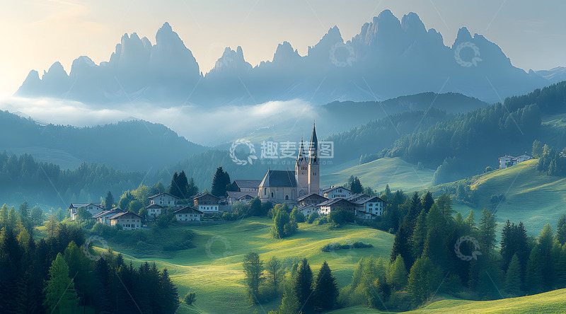 高清大图下载【趣麦麦图】山谷里的庄园