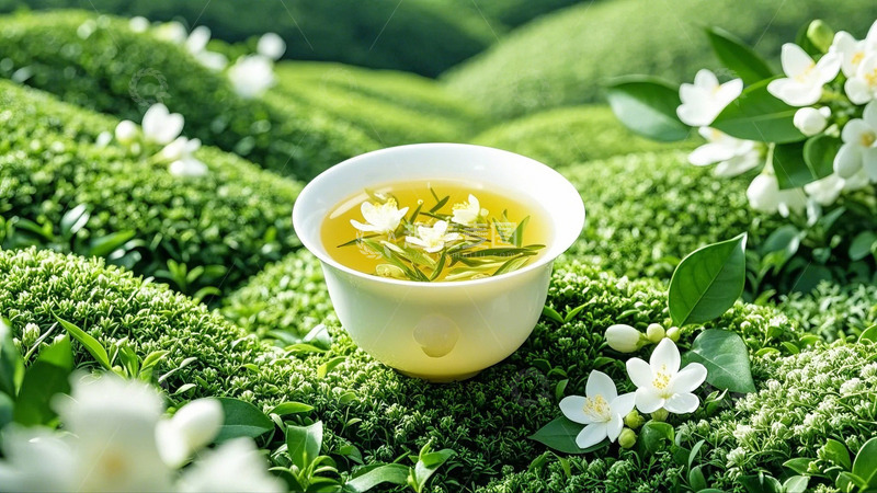 高清大图下载【趣麦麦图】春茶绿茶茉莉花茶
