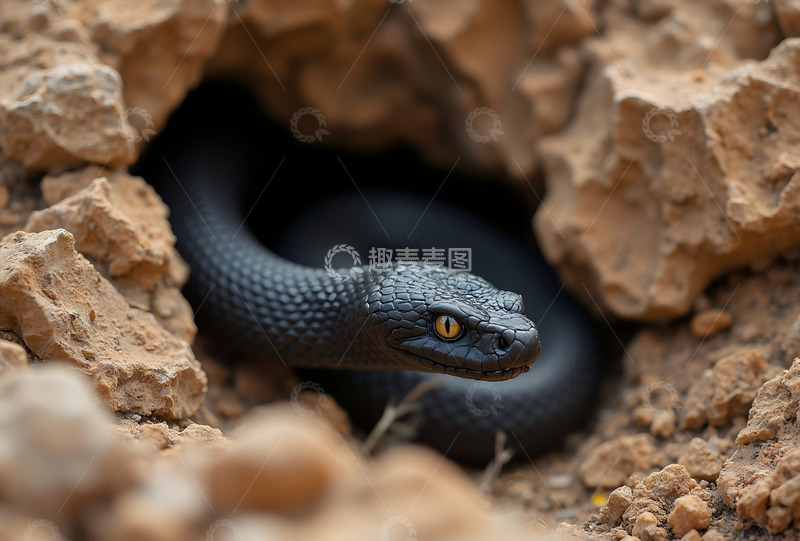 高清大图下载【趣麦麦图】隐藏的黑曼巴蛇 