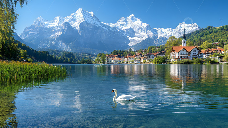 高清大图下载【趣麦麦图】湖面上的白天鹅2