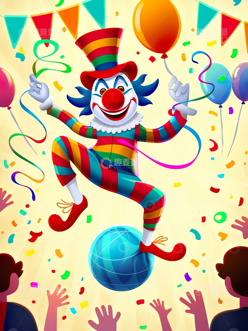 高清大图下载【趣麦麦图】41愚人节小丑卡通插画26