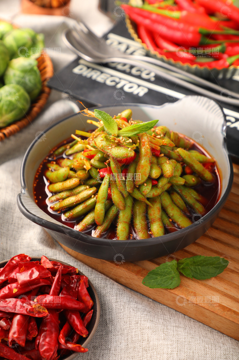 高清大图下载【趣麦麦图】烀毛豆下酒菜1