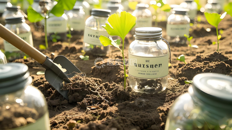 高清大图下载【趣麦麦图】户外种植与玻璃瓶场景