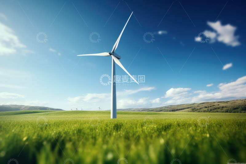 高清大图下载【趣麦麦图】草原上的风力发电机