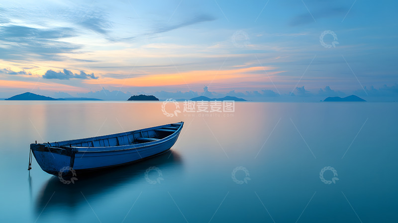 高清大图下载【趣麦麦图】宁静大海上的船1