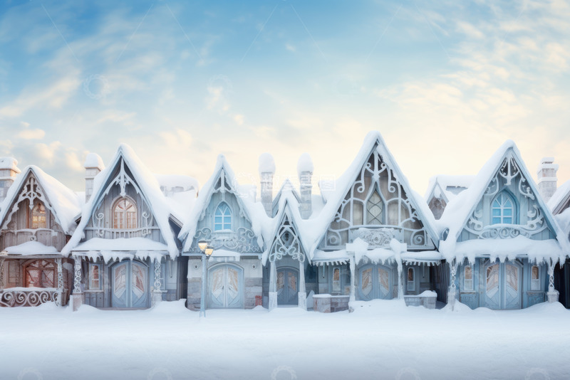 高清大图下载【趣麦麦图】冬季乡村小镇