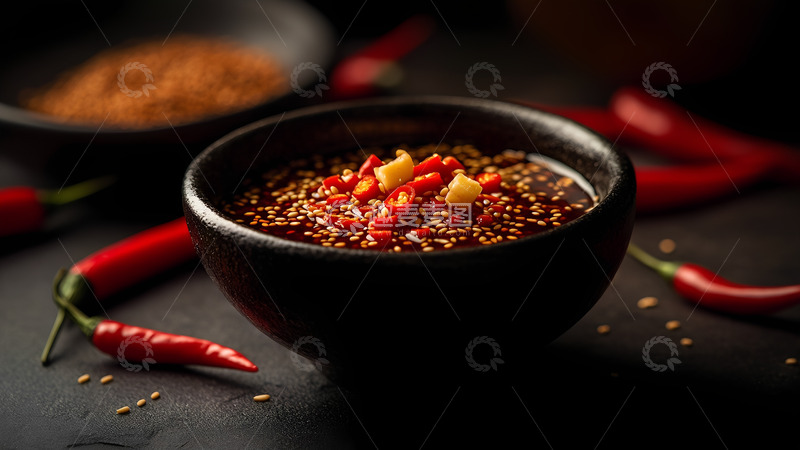高清大图下载【趣麦麦图】美味火锅辣椒蘸料调料摄影图