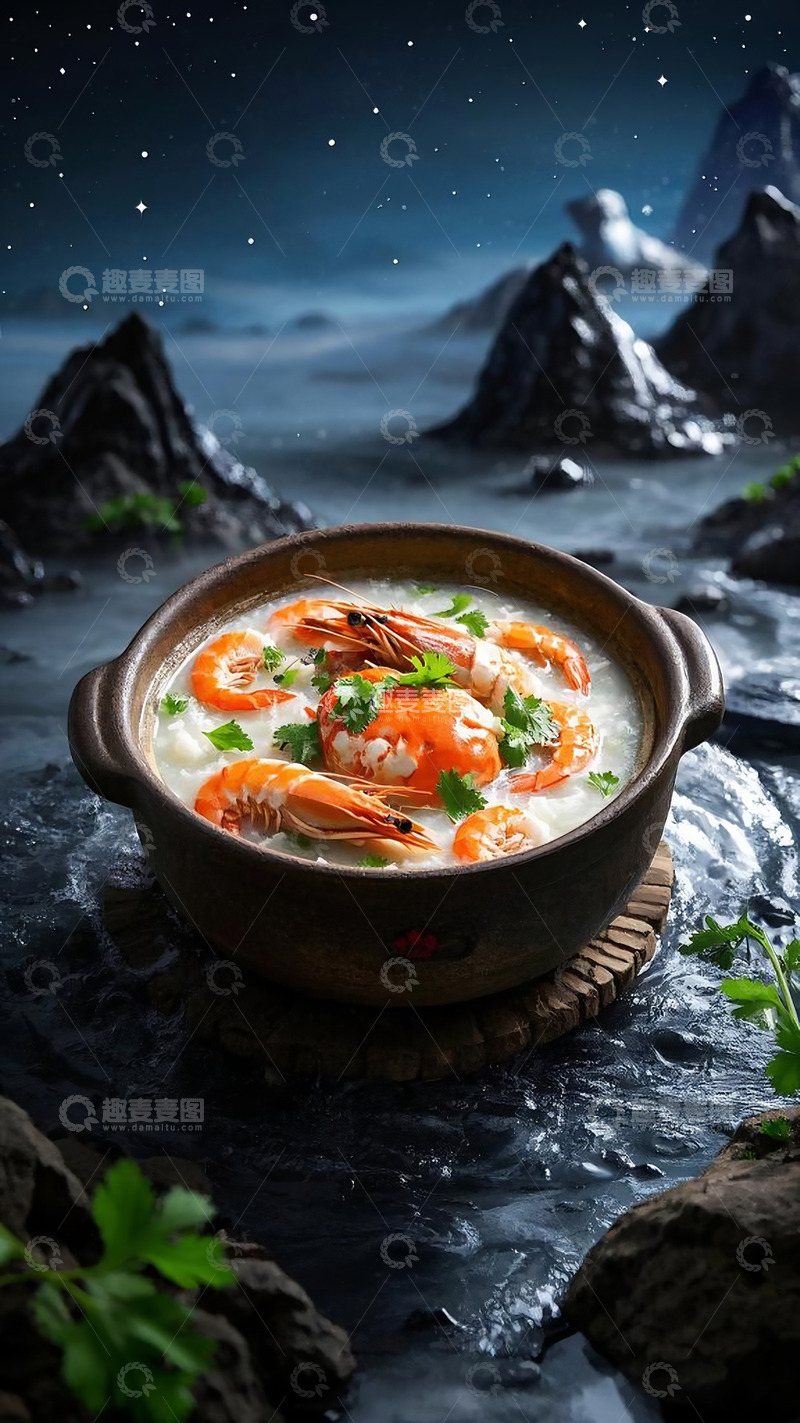 高清大图下载【趣麦麦图】海鲜潮汕砂锅粥