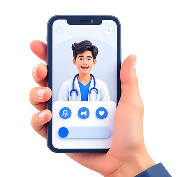 3D磨砂质感线上问诊立体医学图标