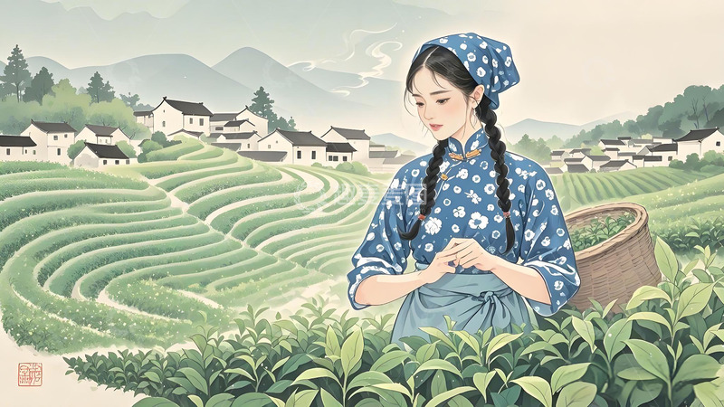 高清大图下载【趣麦麦图】春天惊蛰春分节气海报壁纸素材高清农忙花鸟茶园采茶4