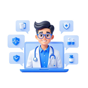 3D磨砂质感线上问诊立体医学图标1