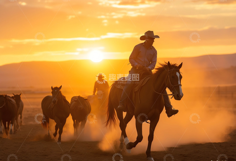 高清大图下载【趣麦麦图】夕阳下牛仔夸特马 