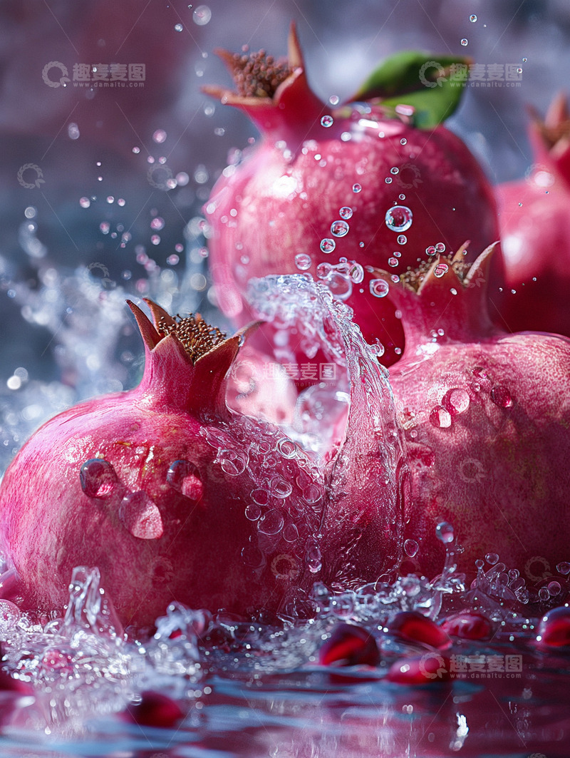 高清大图下载【趣麦麦图】石榴与流水写实摄影