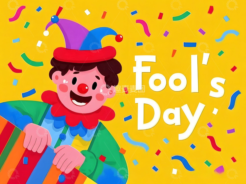 高清大图下载【趣麦麦图】可爱小丑愚人节插画
