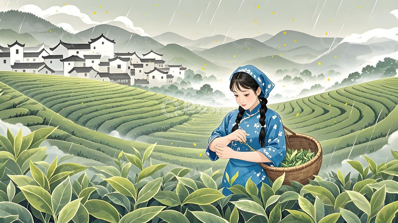 高清大图下载【趣麦麦图】春天惊蛰春分节气海报壁纸素材高清农忙花鸟茶园采茶7