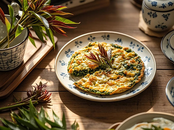 香椿煎蛋高清美食摄影图