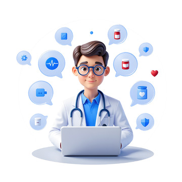 3D线上问诊卡通素材