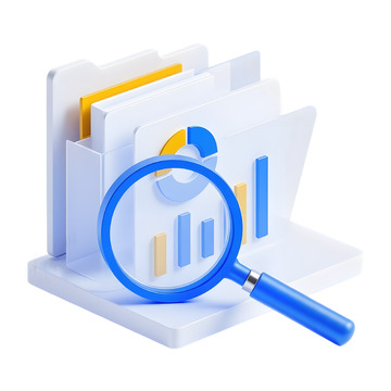 3D磨砂质感柱状图文件夹立体图标
