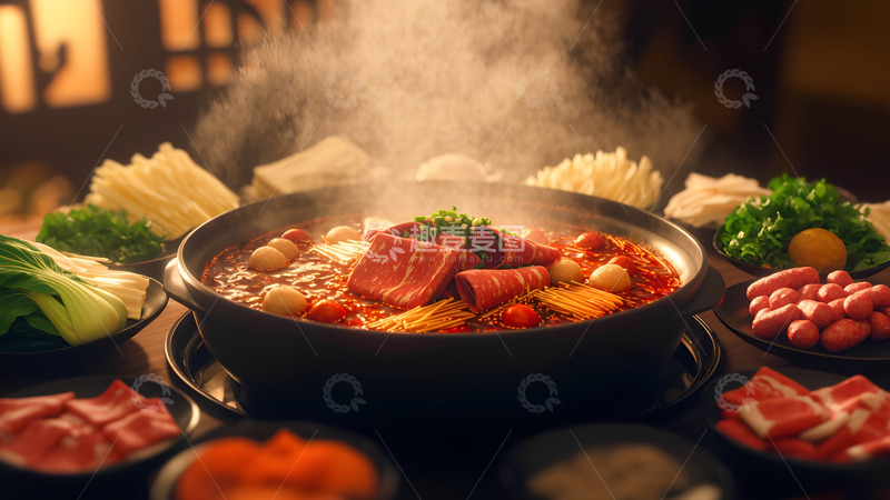 高清大图下载【趣麦麦图】美味川味火锅肉片摄影图1