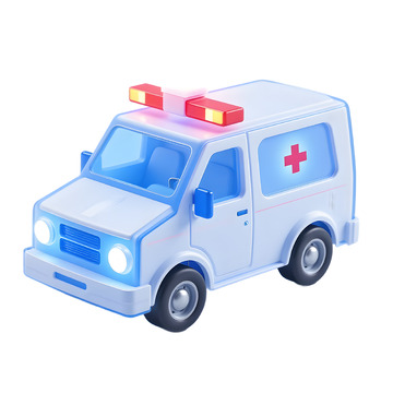 3D磨砂质感救护车医学图标