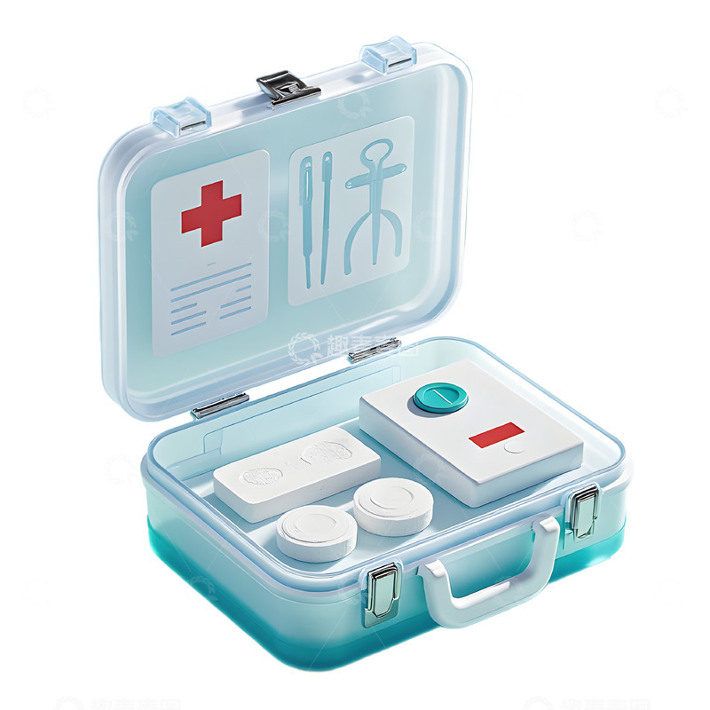 高清大图下载【趣麦麦图】3D磨砂质感急救药箱医学图标