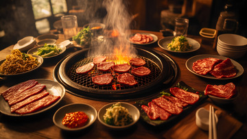 美味韩式烤肉美食摄影图